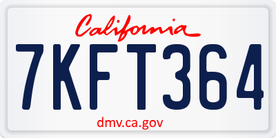 CA license plate 7KFT364