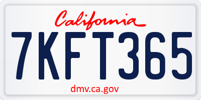 CA license plate 7KFT365