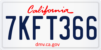 CA license plate 7KFT366