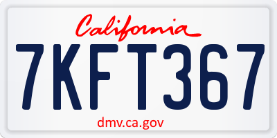 CA license plate 7KFT367