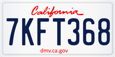 CA license plate 7KFT368