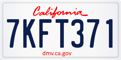 CA license plate 7KFT371