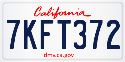 CA license plate 7KFT372