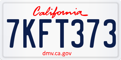 CA license plate 7KFT373