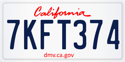 CA license plate 7KFT374