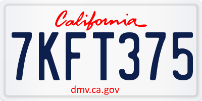 CA license plate 7KFT375