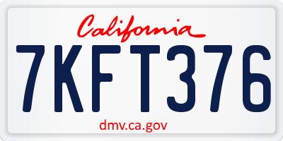 CA license plate 7KFT376