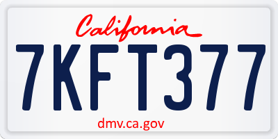 CA license plate 7KFT377