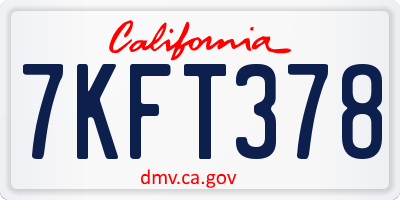 CA license plate 7KFT378