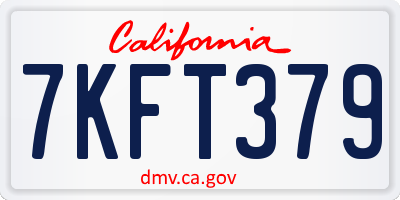 CA license plate 7KFT379