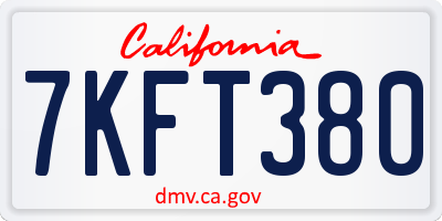 CA license plate 7KFT380
