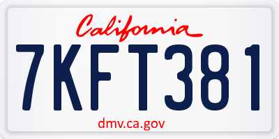 CA license plate 7KFT381