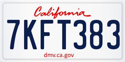 CA license plate 7KFT383