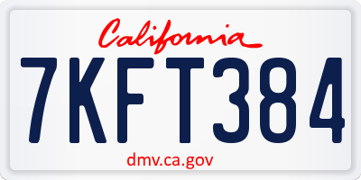 CA license plate 7KFT384