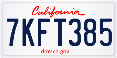 CA license plate 7KFT385