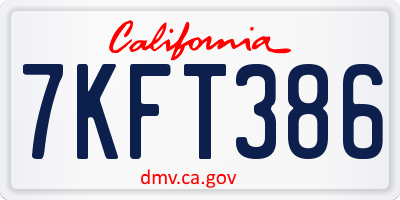 CA license plate 7KFT386