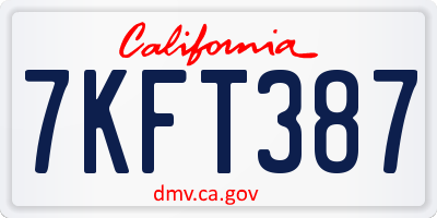 CA license plate 7KFT387