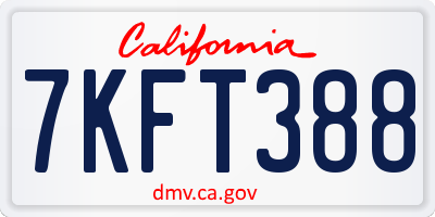 CA license plate 7KFT388