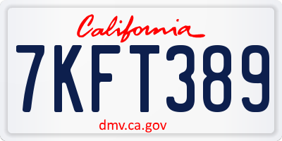 CA license plate 7KFT389