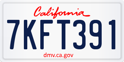 CA license plate 7KFT391
