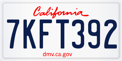 CA license plate 7KFT392