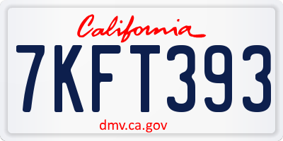 CA license plate 7KFT393