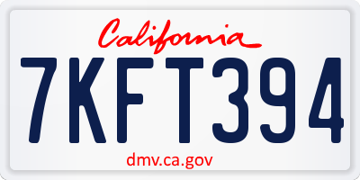 CA license plate 7KFT394