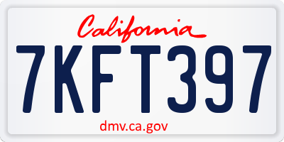 CA license plate 7KFT397