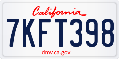 CA license plate 7KFT398