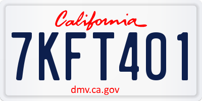 CA license plate 7KFT401
