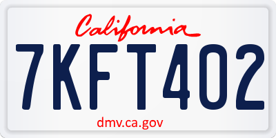 CA license plate 7KFT402