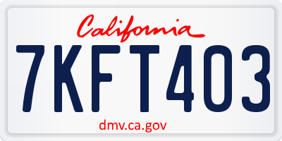 CA license plate 7KFT403