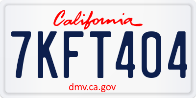 CA license plate 7KFT404