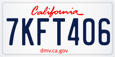 CA license plate 7KFT406