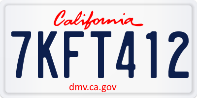 CA license plate 7KFT412