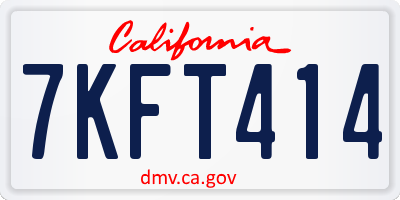 CA license plate 7KFT414