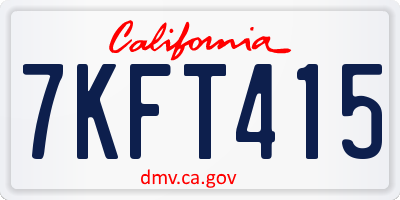 CA license plate 7KFT415