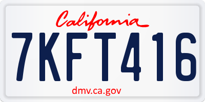 CA license plate 7KFT416