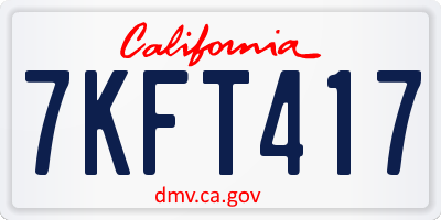 CA license plate 7KFT417