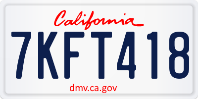 CA license plate 7KFT418