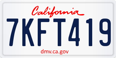 CA license plate 7KFT419