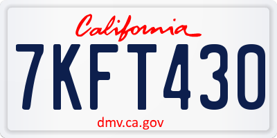 CA license plate 7KFT430