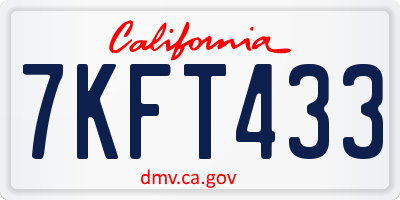 CA license plate 7KFT433