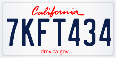 CA license plate 7KFT434
