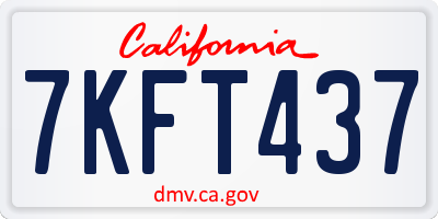 CA license plate 7KFT437