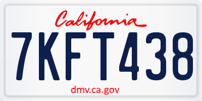 CA license plate 7KFT438