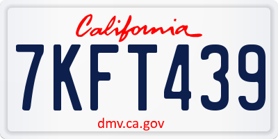 CA license plate 7KFT439