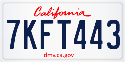 CA license plate 7KFT443