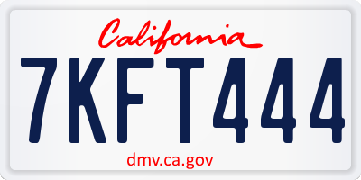 CA license plate 7KFT444