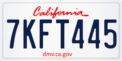 CA license plate 7KFT445